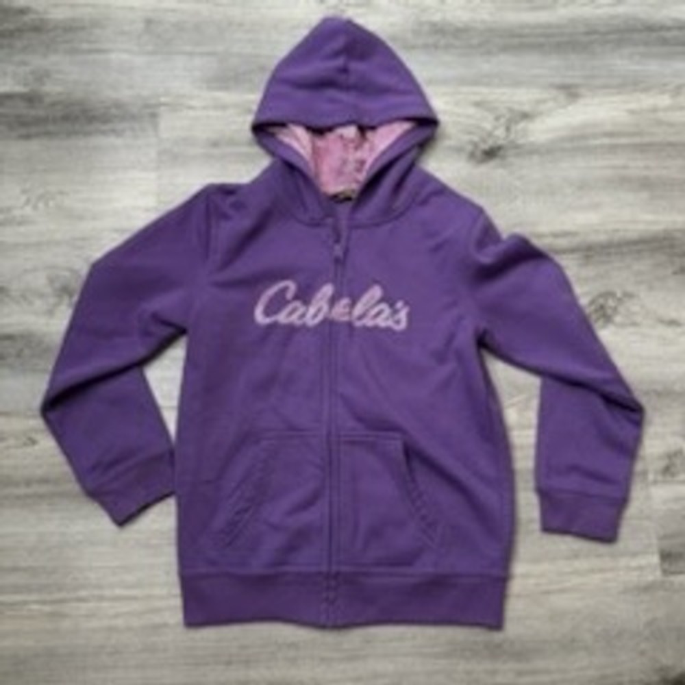 Cabelas Kids Full Zip‎ Hoodie Purple Pink L Large Sweatshirt Jacket